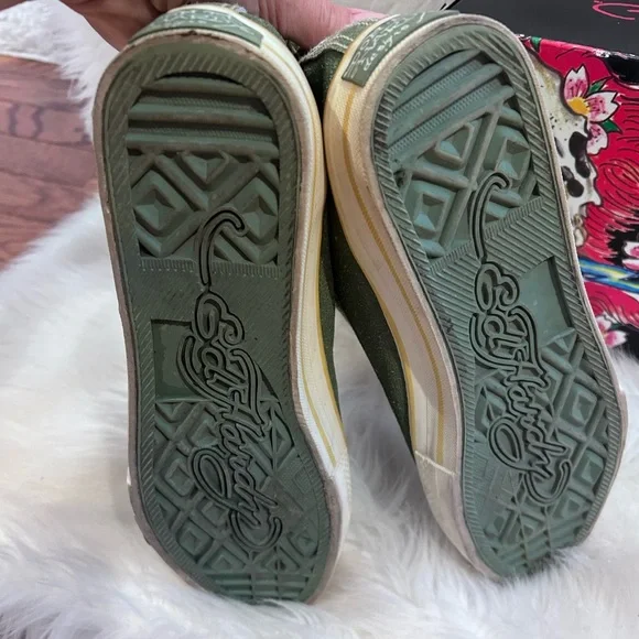 Ed Hardy high-top cracked leather over canvas, sneakers, tattoo shoes, size 10 - Picture 7 of 13